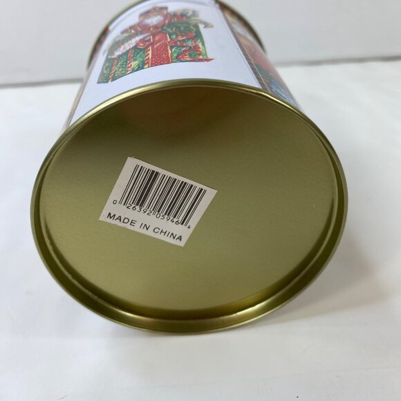 Set Of 2 Vintage Christmas Santa Claus Carousel Window Tin Canisters With Lids - Picture 10 of 16
